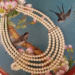 Faux Pearl Multi-Strand Necklace, Vintage 1970's